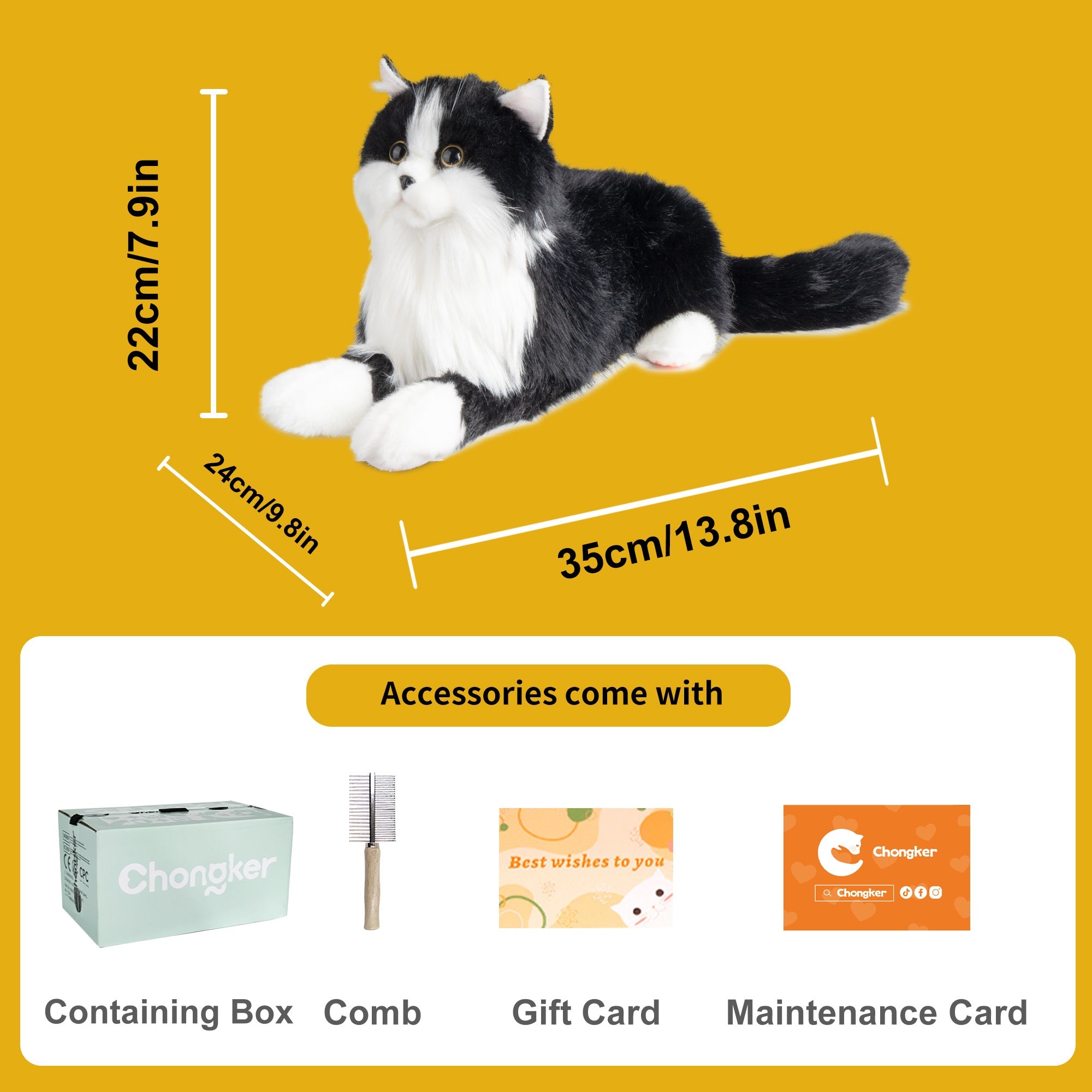 Tuxedo Weighted Plush – Realistic Companion Cat for Adults