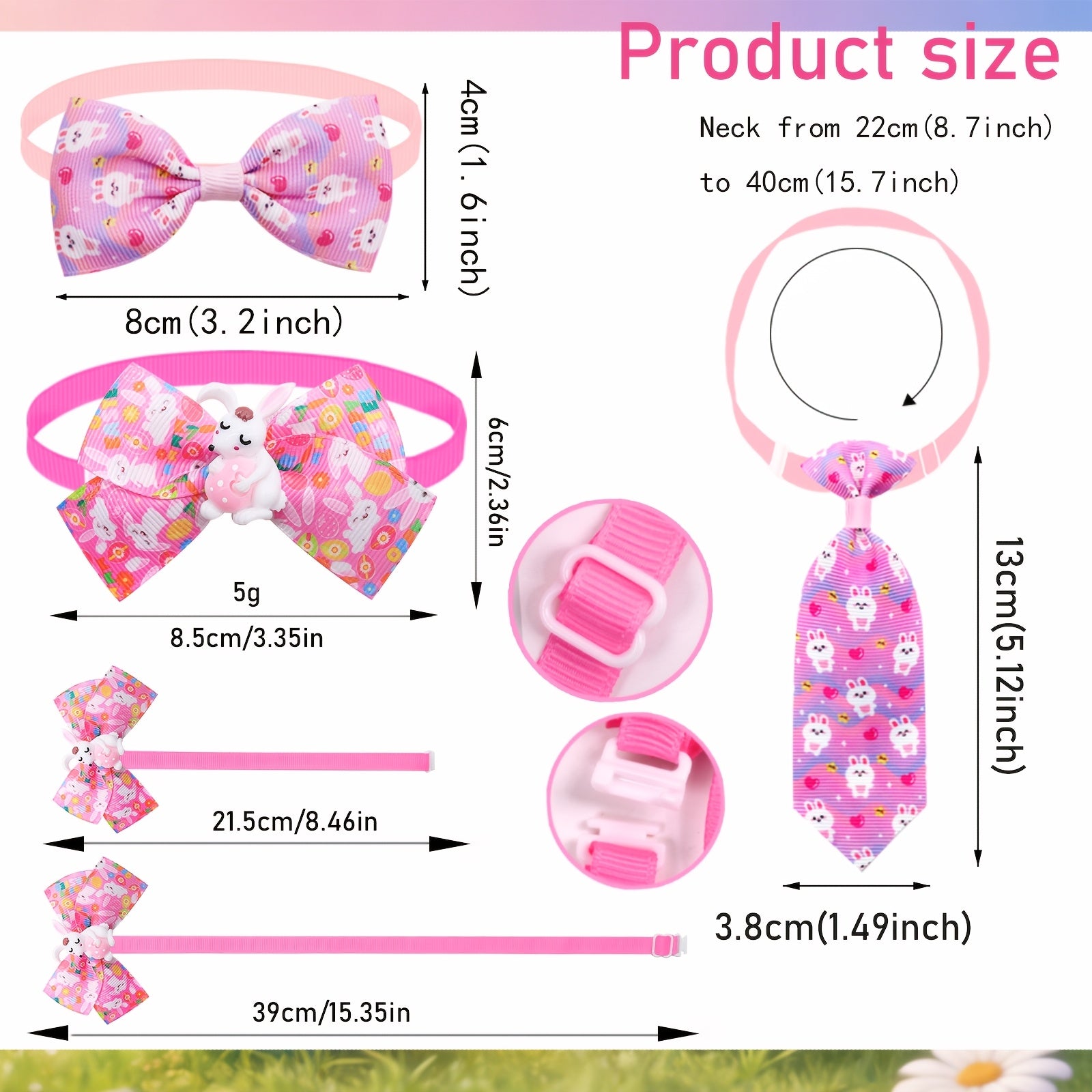 Easter Dog Bow Ties - Adjustable Pet Bows in Bulk