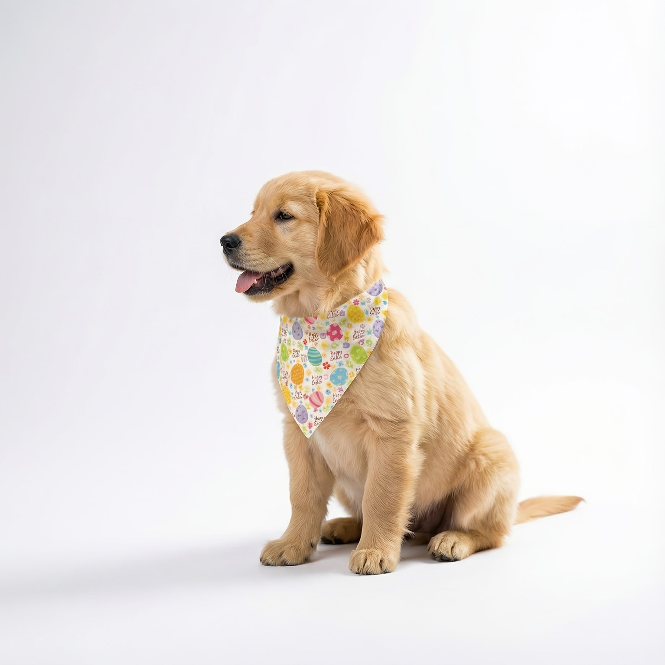 Pet Easter Egg Print Bandana for Small Dogs & Cats - Soft Breathable Triangle Collar Scarf with Adjustable Rope Tie, Easter Egg Pattern Suitable for Puppies, Kittens, Spring Festival Accessory, for Small to Medium Dogs