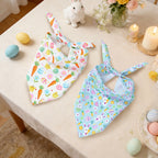 2pcs Random Easter Carrot Drool Scarves, Holiday Party Pet Printed Triangular Scarves, Dog Cat Decorative Scarves