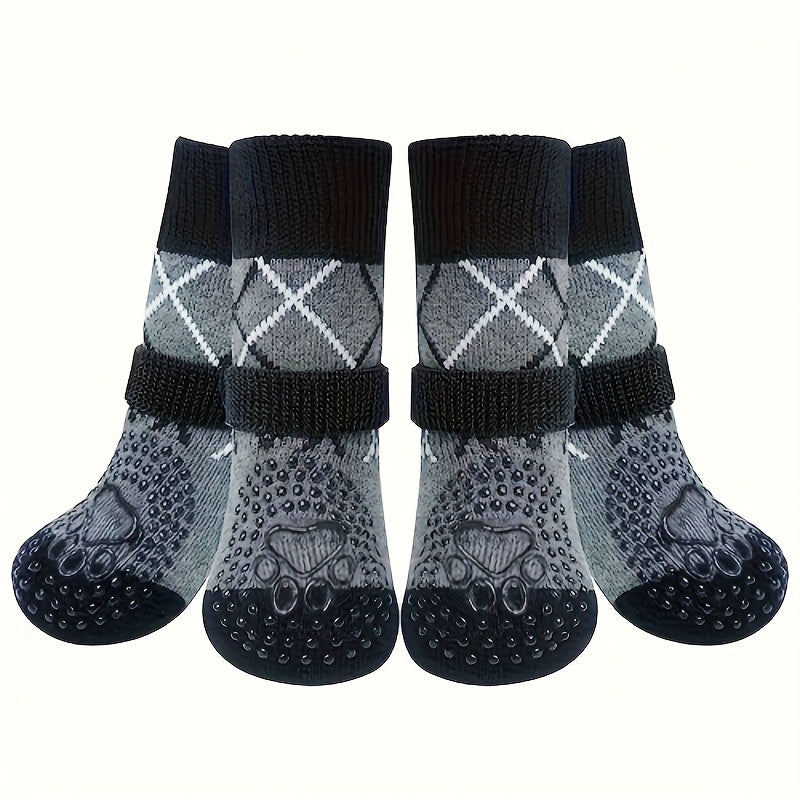 All-Weather Anti-Slip Plush Dog Boots for Medium & Large Breeds