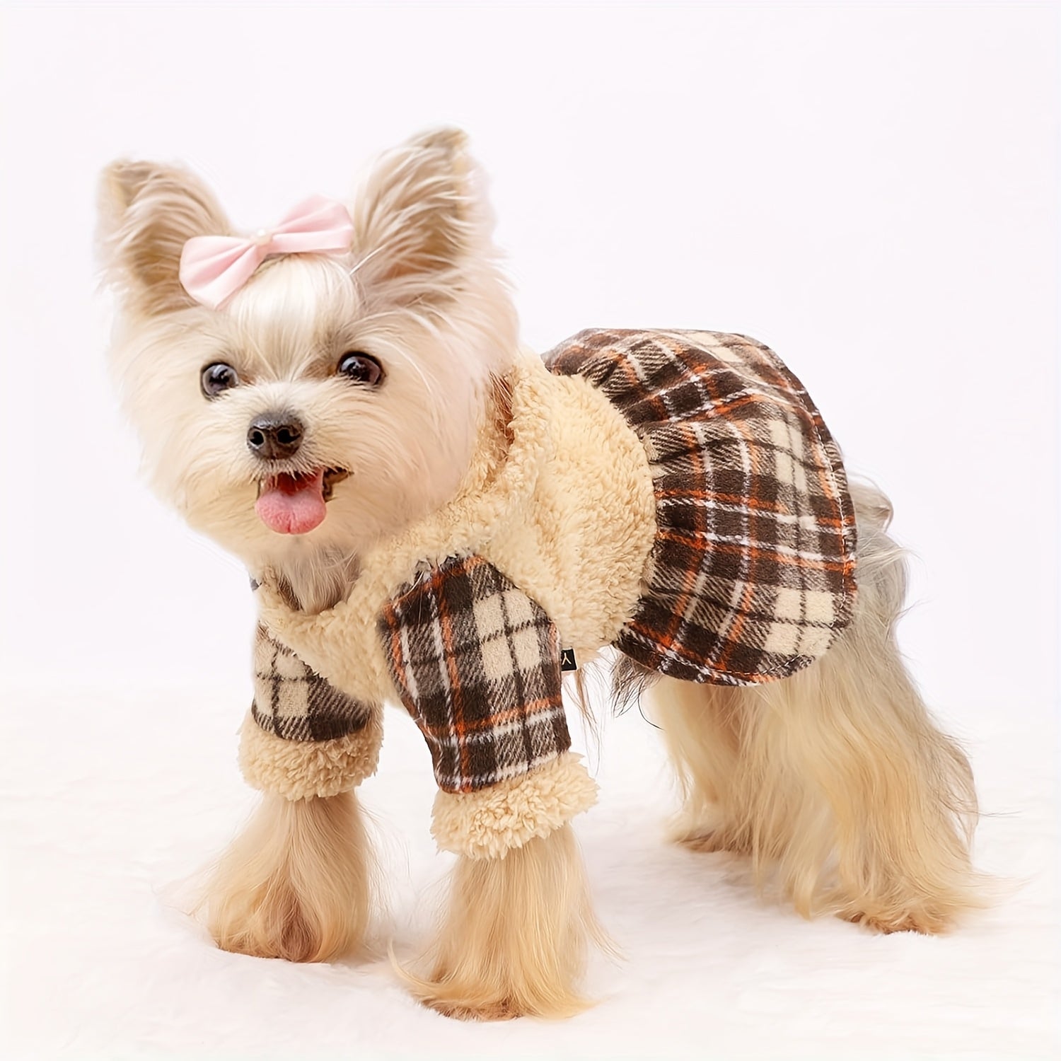 Winter Dog Sweater - Fleece Hooded Plaid