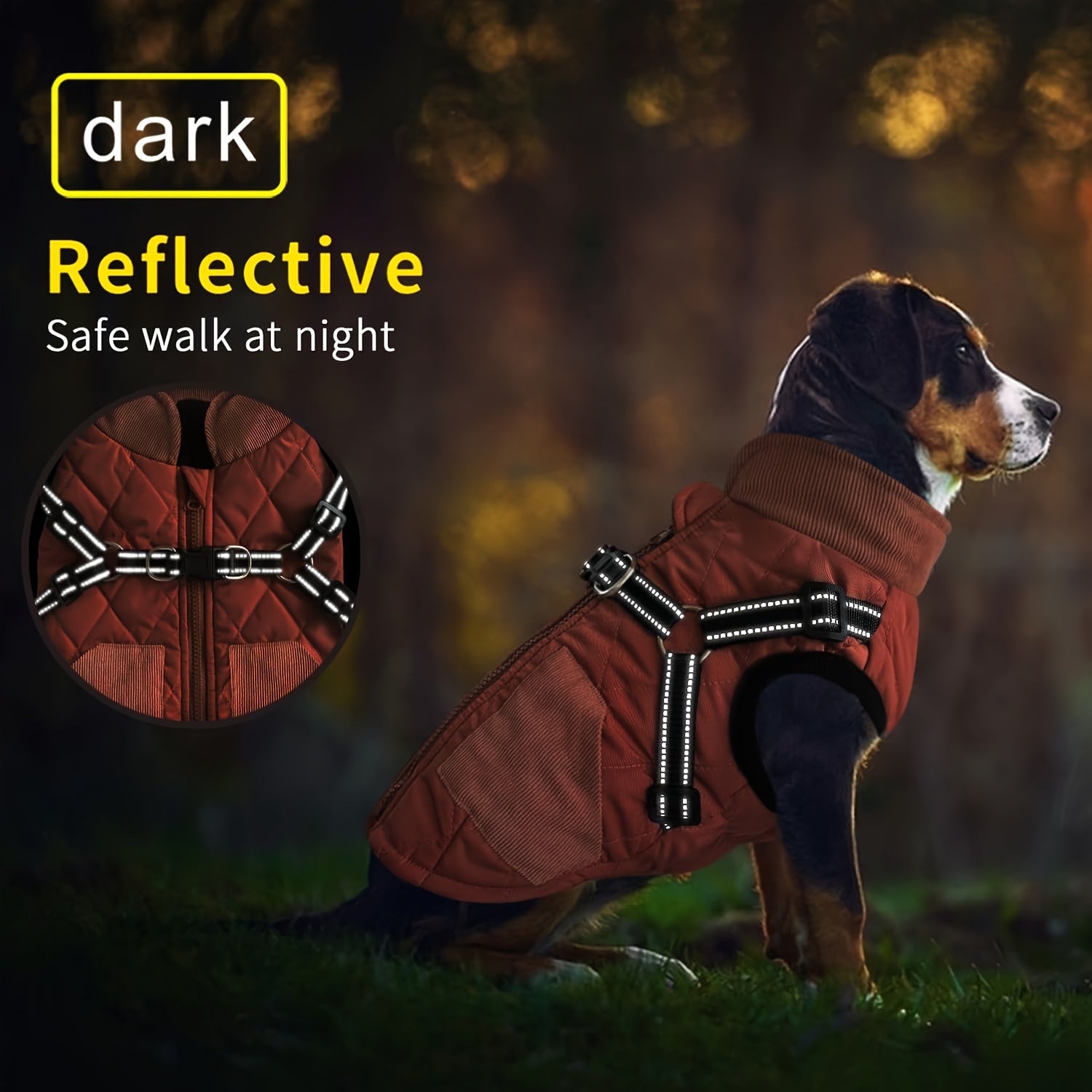 Reflective Dog Jacket - Adjustable Small Medium