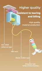 Swing Door Cat Toy with Automatic USB Rechargeable Interactive Hanging Feather Ball for Indoor and Outdoor Play Fits Doors and Windows All Breeds