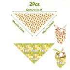 2pcs Random Easter Carrot Drool Scarves, Holiday Party Pet Printed Triangular Scarves, Dog Cat Decorative Scarves