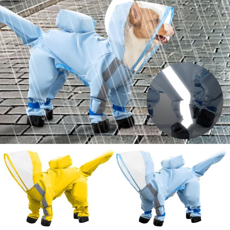 Waterproof Dog Raincoat - Reflective Dog Jacket Adjustable Fit