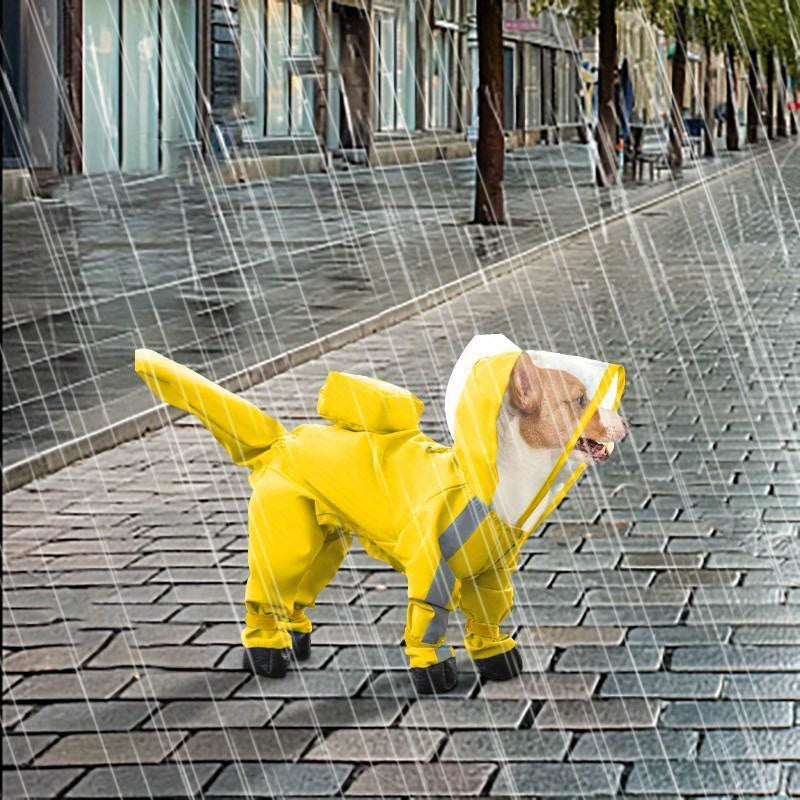Waterproof Dog Raincoat - Reflective Dog Jacket Adjustable Fit