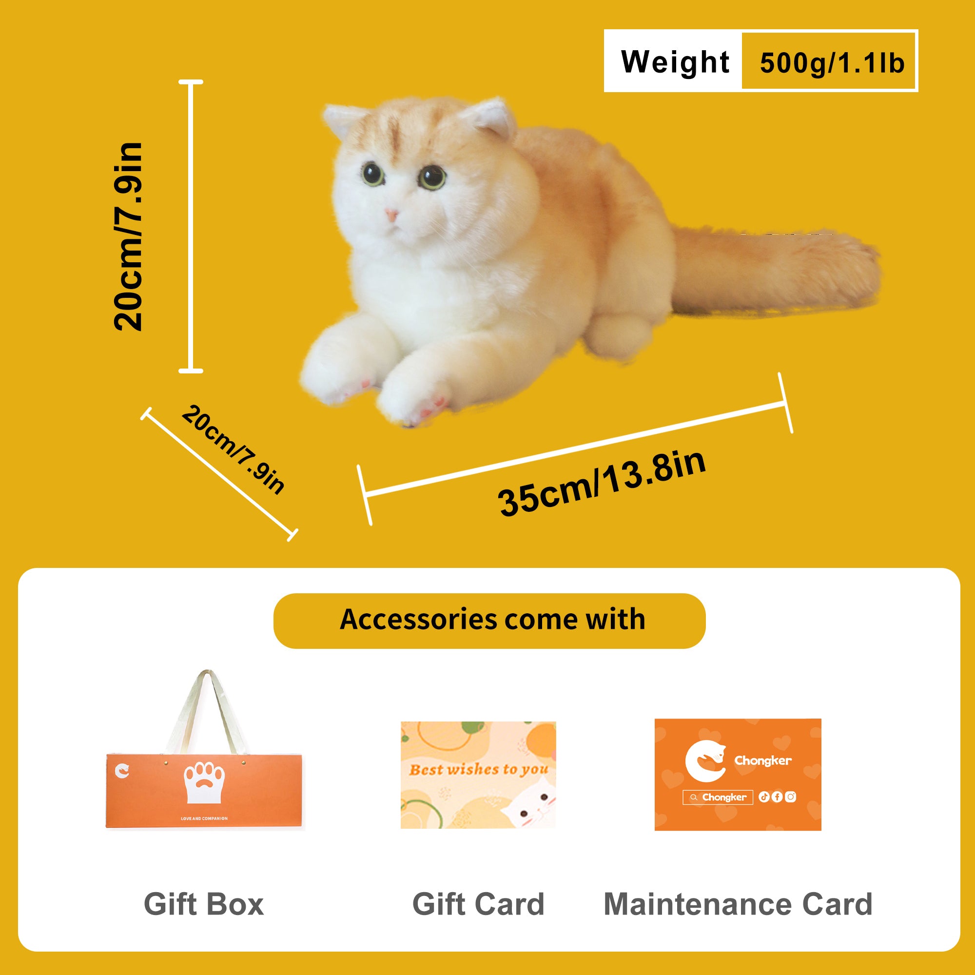 Golden Brtitish Short Hair Cat Plush – Weighted Emotional Support Toy Gift