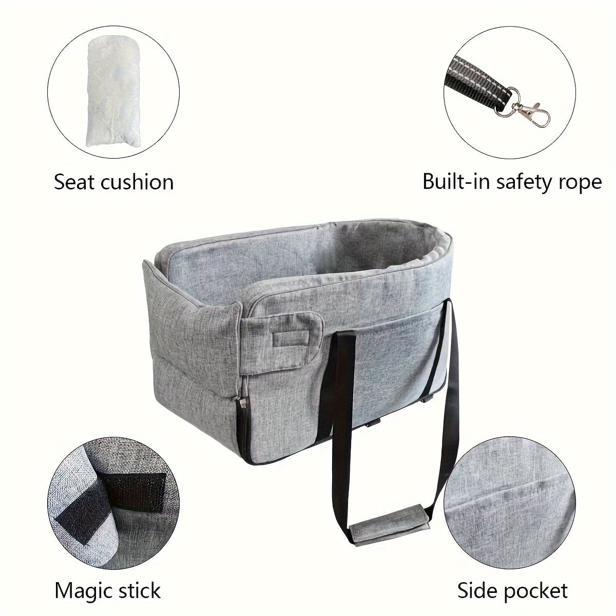 Pet Booster Seat Portable Dog Car Seat with Safety Harness