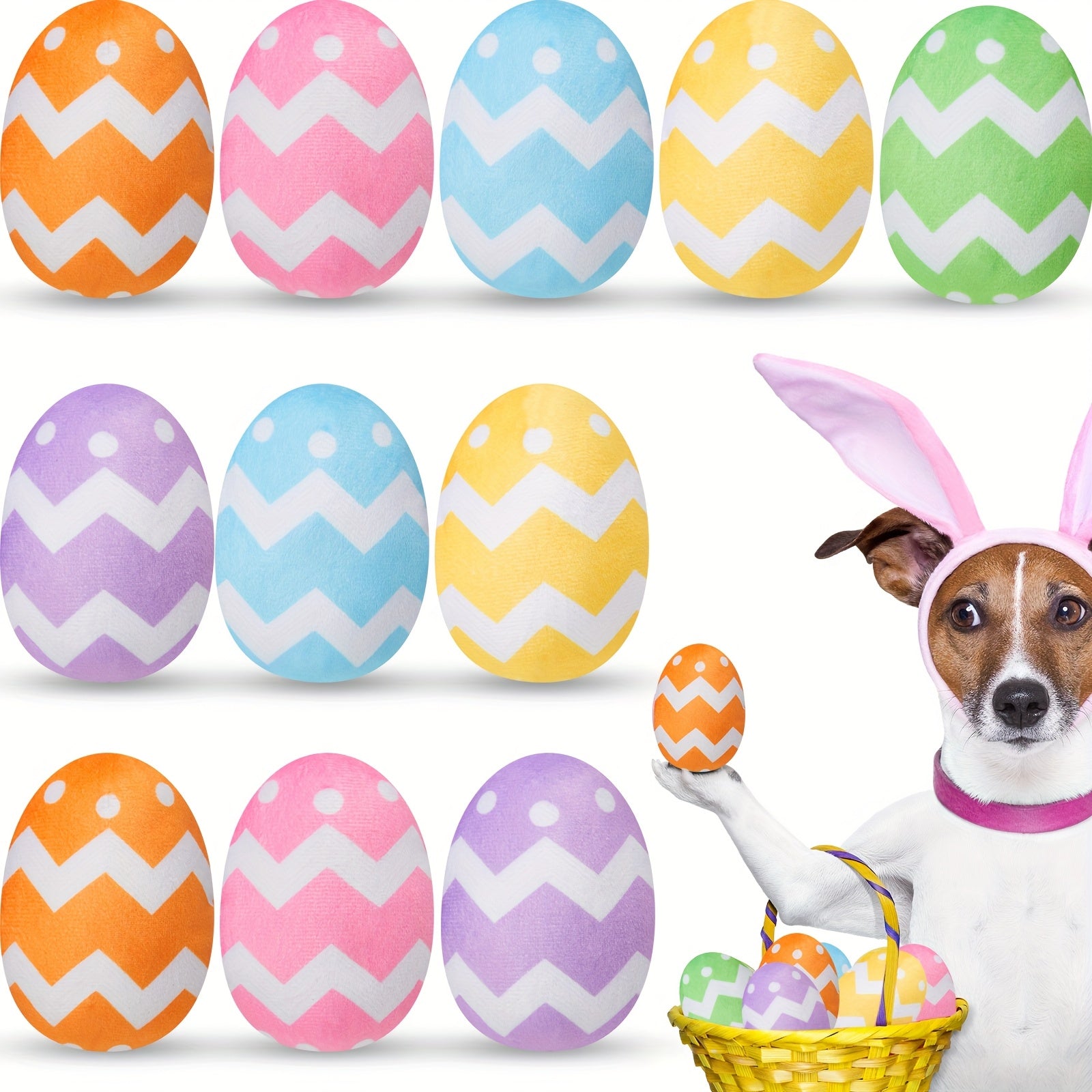 Easter Dog Toys - Squeaky Plush Eggs for Small Dogs
