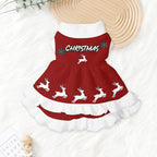 Dog Christmas Dress - Warm Winter Coat with Ruffled Hem