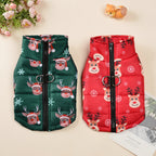 Dog Winter Coat Reindeer Print Zip Puppy Vest Jacket