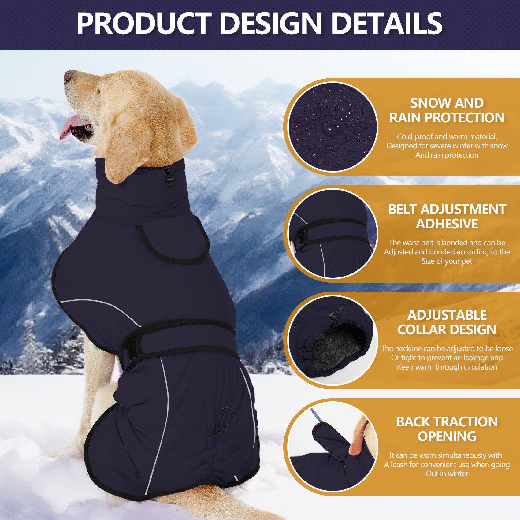 Dog Winter Coat - Windproof Jacket for Large Breeds