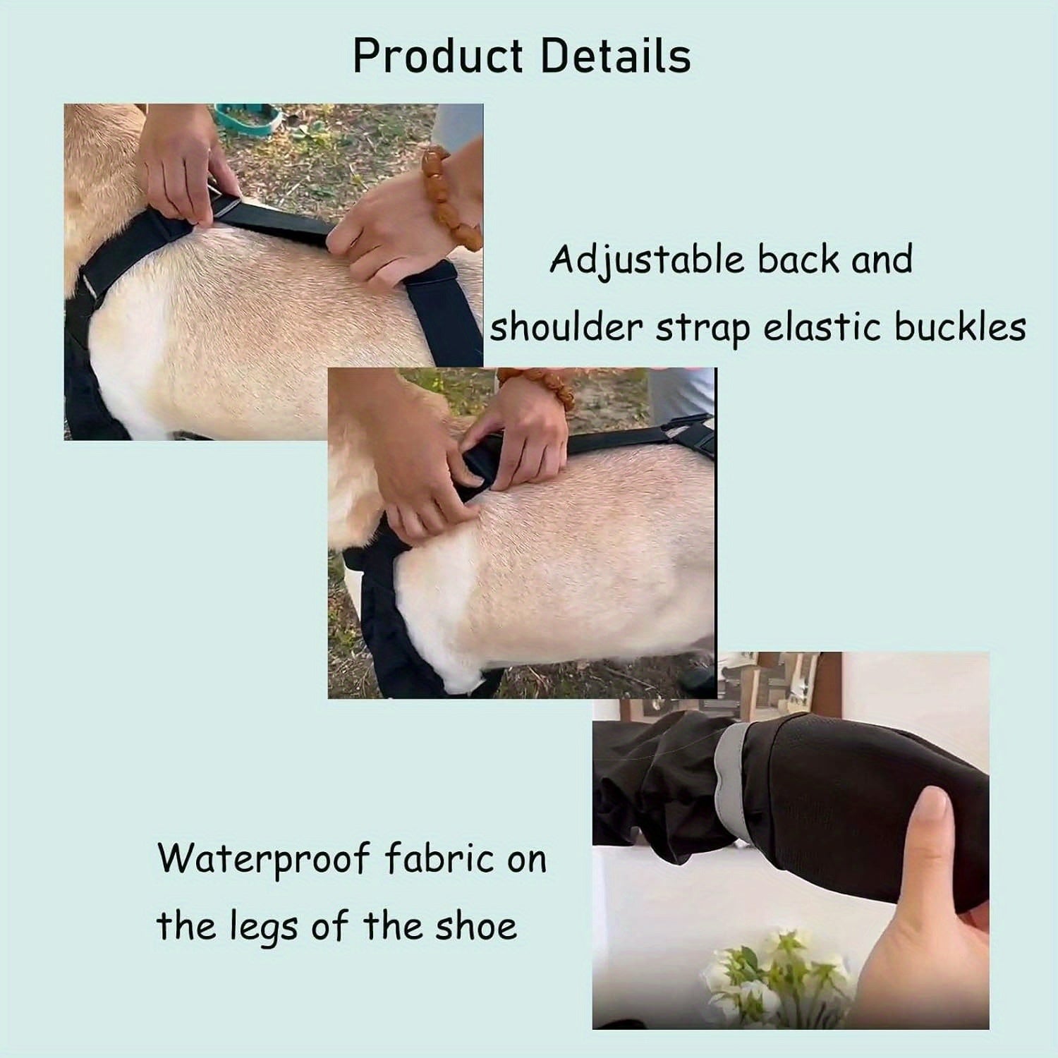 Waterproof Dog Boots Anti-Slip with Adjustable Straps