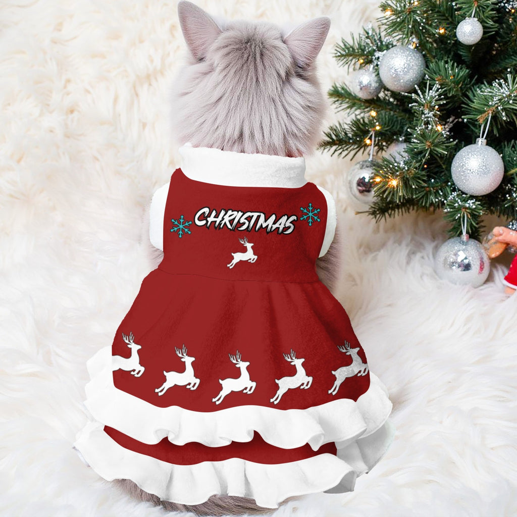 Dog Christmas Dress - Warm Winter Coat with Ruffled Hem