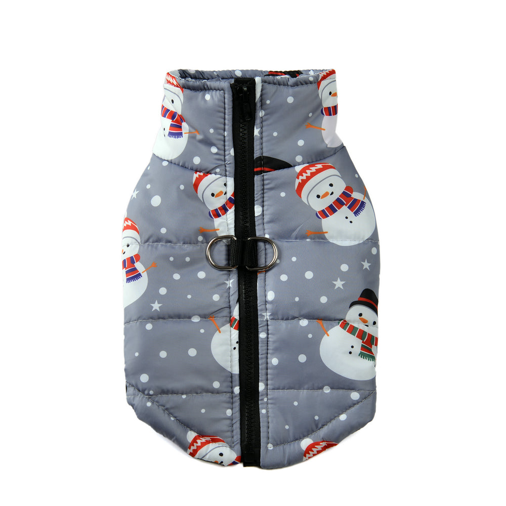 Dog Winter Coat Reindeer Print Zip Puppy Vest Jacket