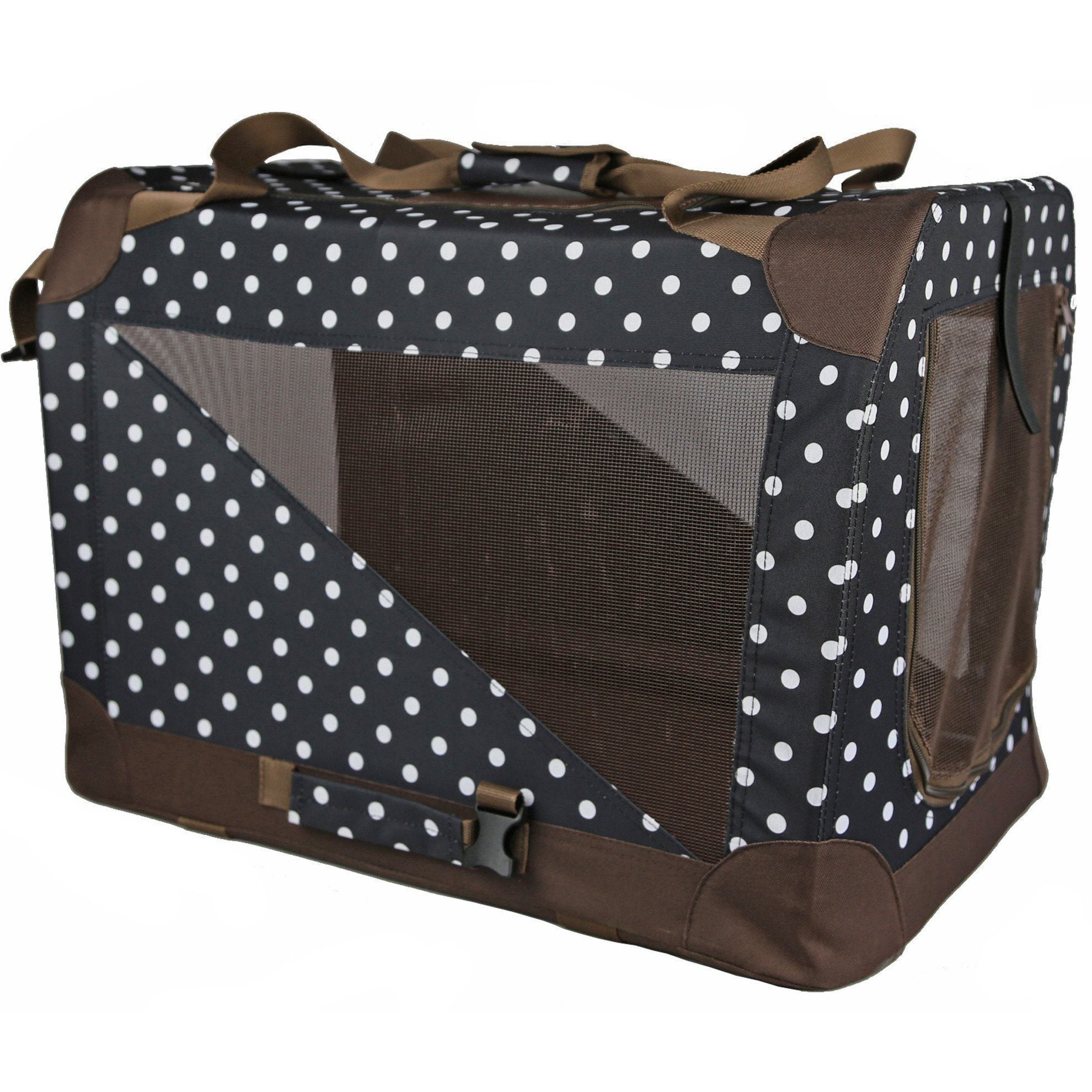 Pet Life ® '360° Vista View' Zippered Soft Folding Collapsible Durable Metal Framed Pet Dog Crate House Carrier