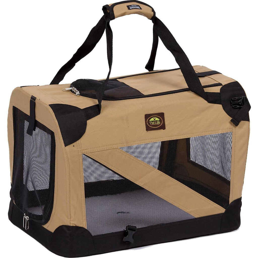 Pet Life ® '360° Vista View' Zippered Soft Folding Collapsible Durable Metal Framed Pet Dog Crate House Carrier