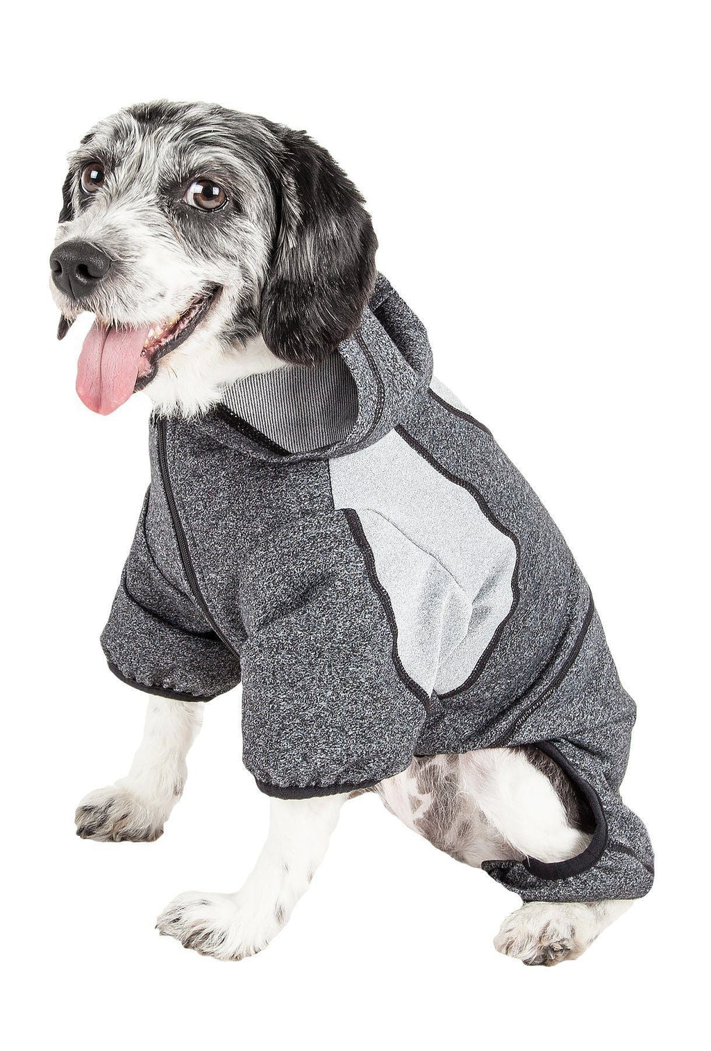 Pet Life ®  Active 'Fur-Breeze' Medium-weight 4-Way-Stretch Full Body Hooded Dog Yoga sweater