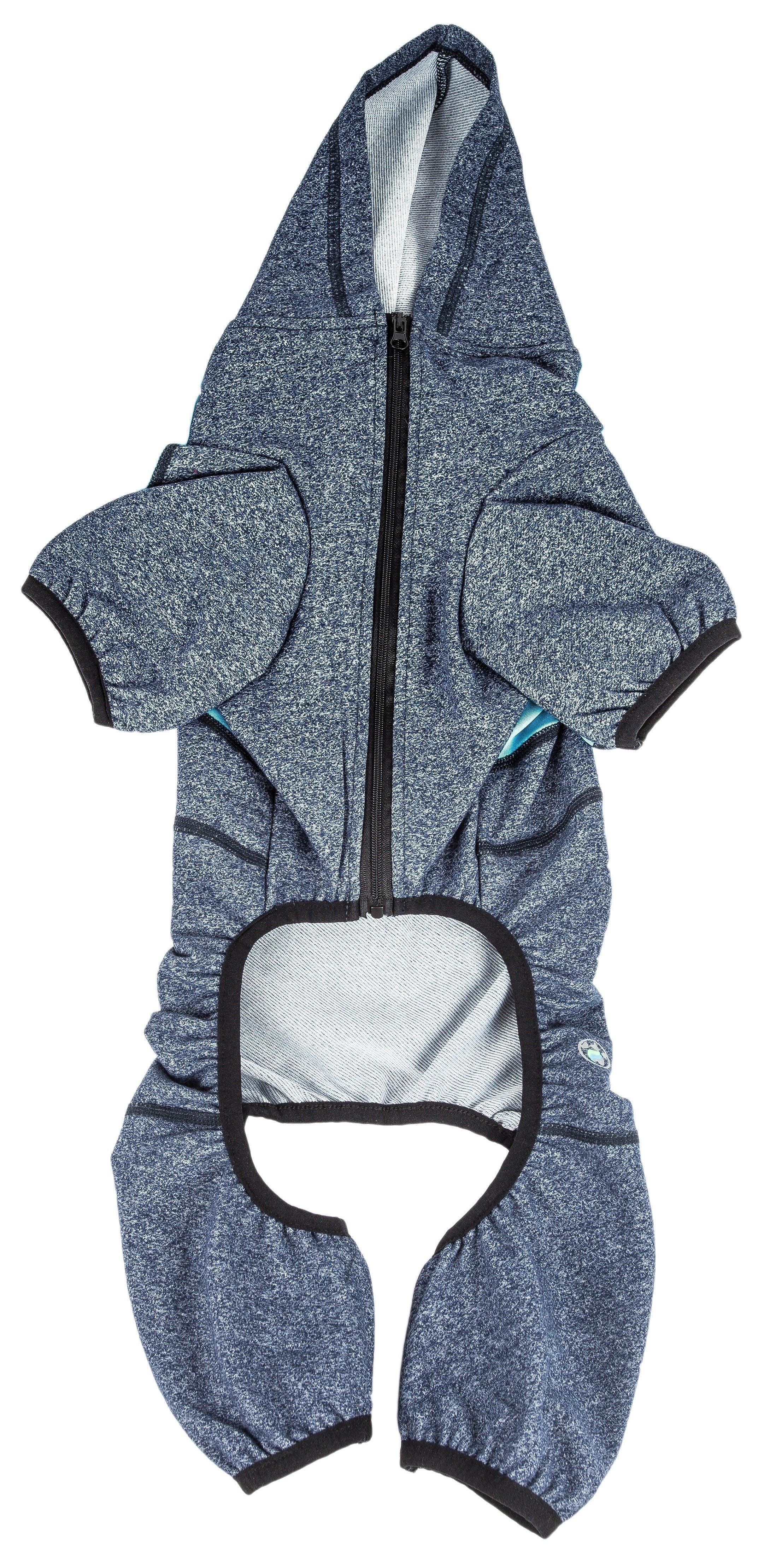 Pet Life ®  Active 'Fur-Breeze' Medium-weight 4-Way-Stretch Full Body Hooded Dog Yoga sweater