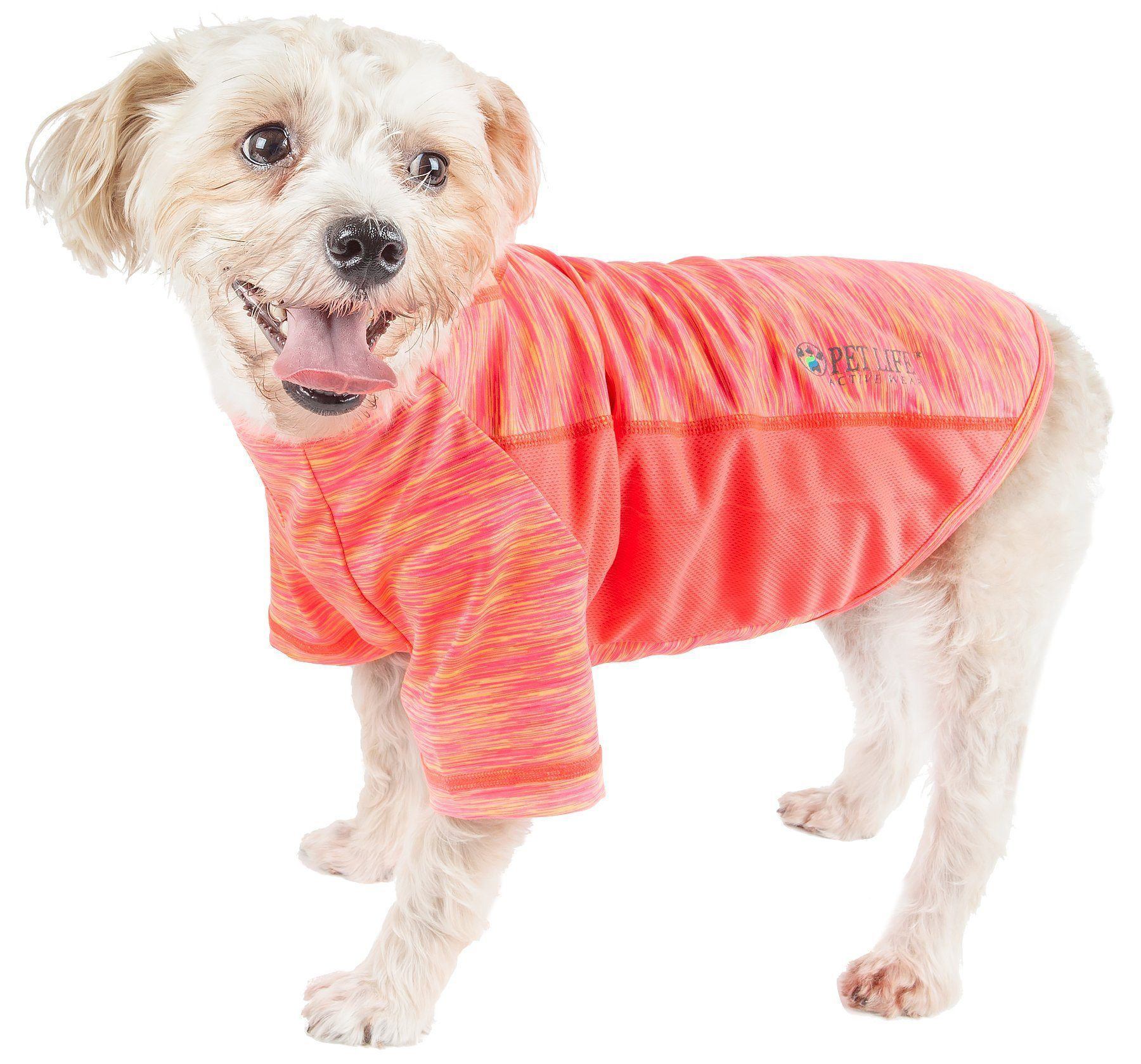 Pet Life ® Active 'Warf Speed' Heathered Ultra-Stretch Yoga Fitness Dog T-Shirt