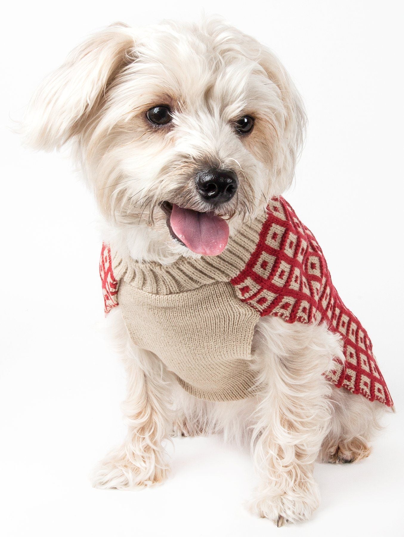 Pet Life ® 'Butterscotch' Box Weaved Heavy Cable Knitted Designer Turtle Neck Dog Sweater