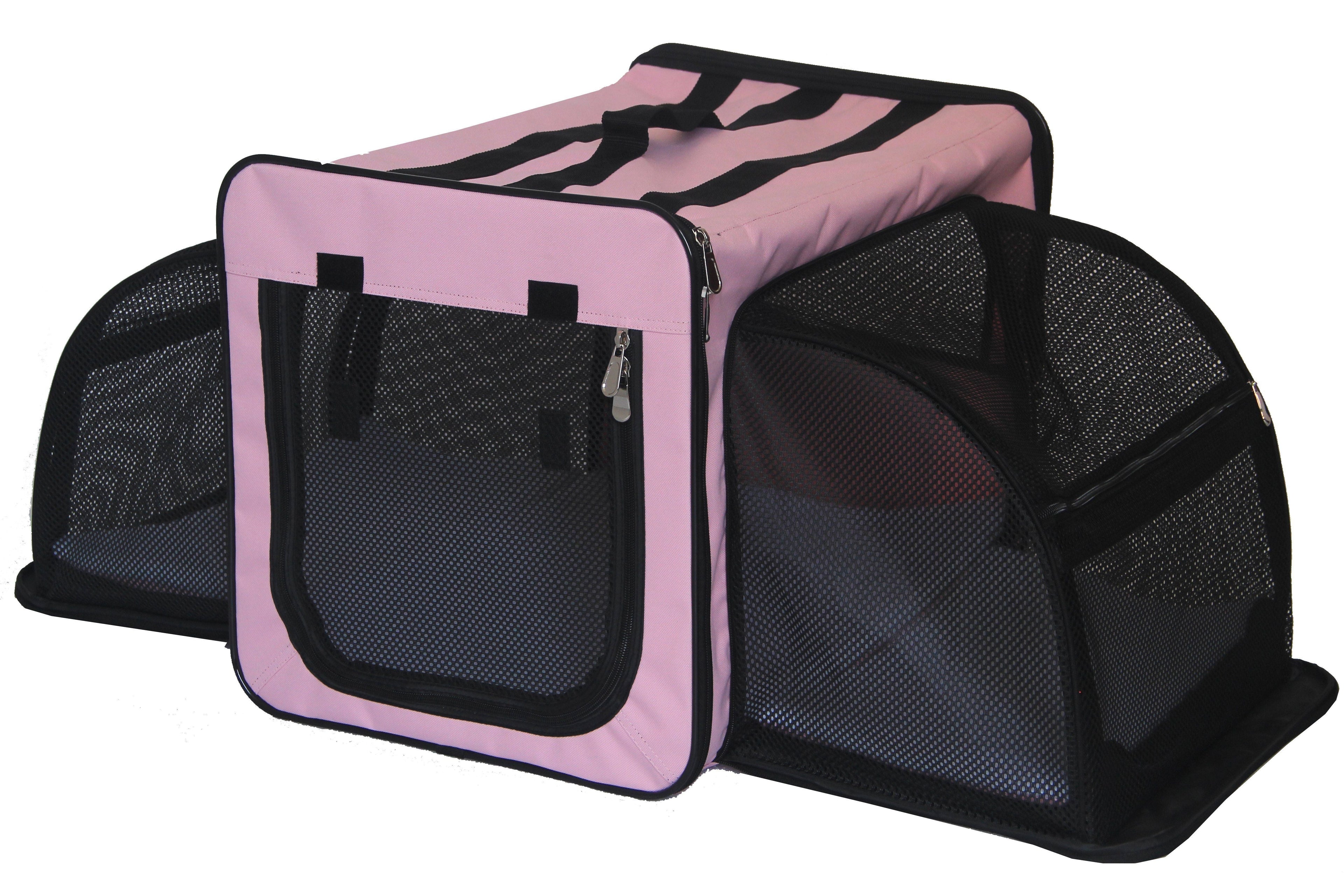 Pet Life ® 'Capacious' Dual-Sided Expandable Spacious Wire Folding Collapsible Lightweight Pet Dog Crate Carrier House