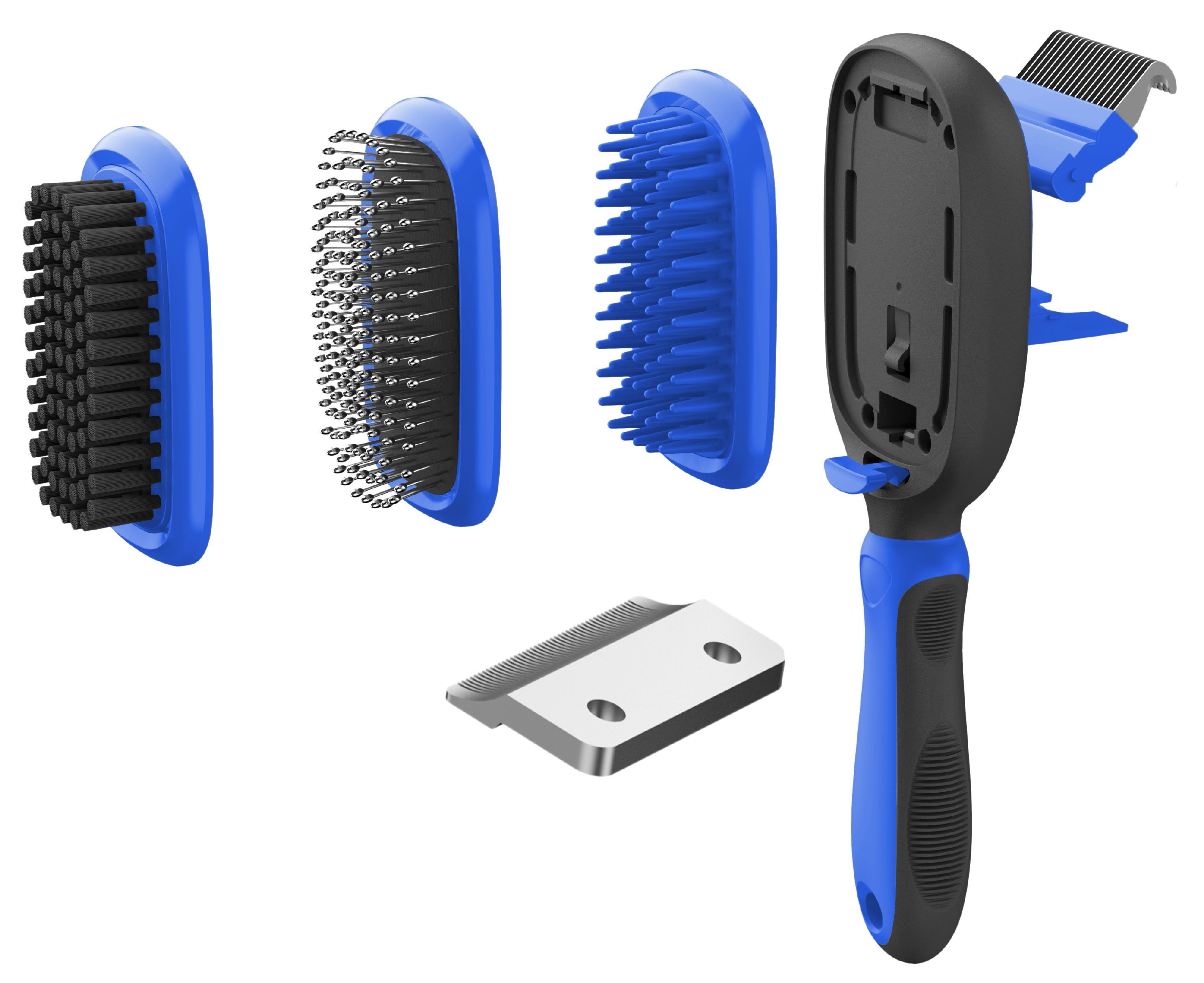 Pet Life ® 'Conversion' 5-in-1 Interchangeable Dematting and Deshedding Bristle Pin and Massage Grooming Pet Comb