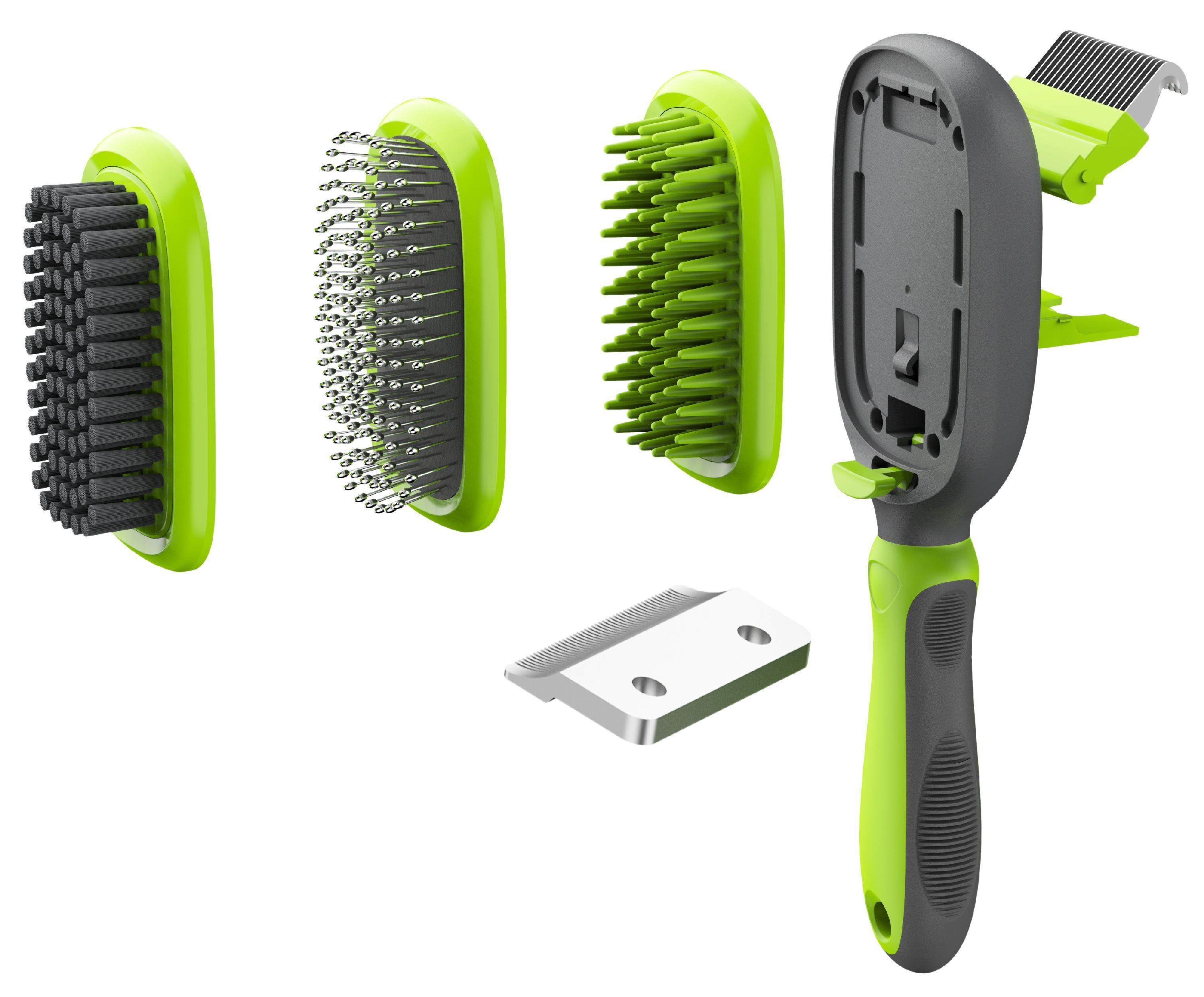 Pet Life ® 'Conversion' 5-in-1 Interchangeable Dematting and Deshedding Bristle Pin and Massage Grooming Pet Comb