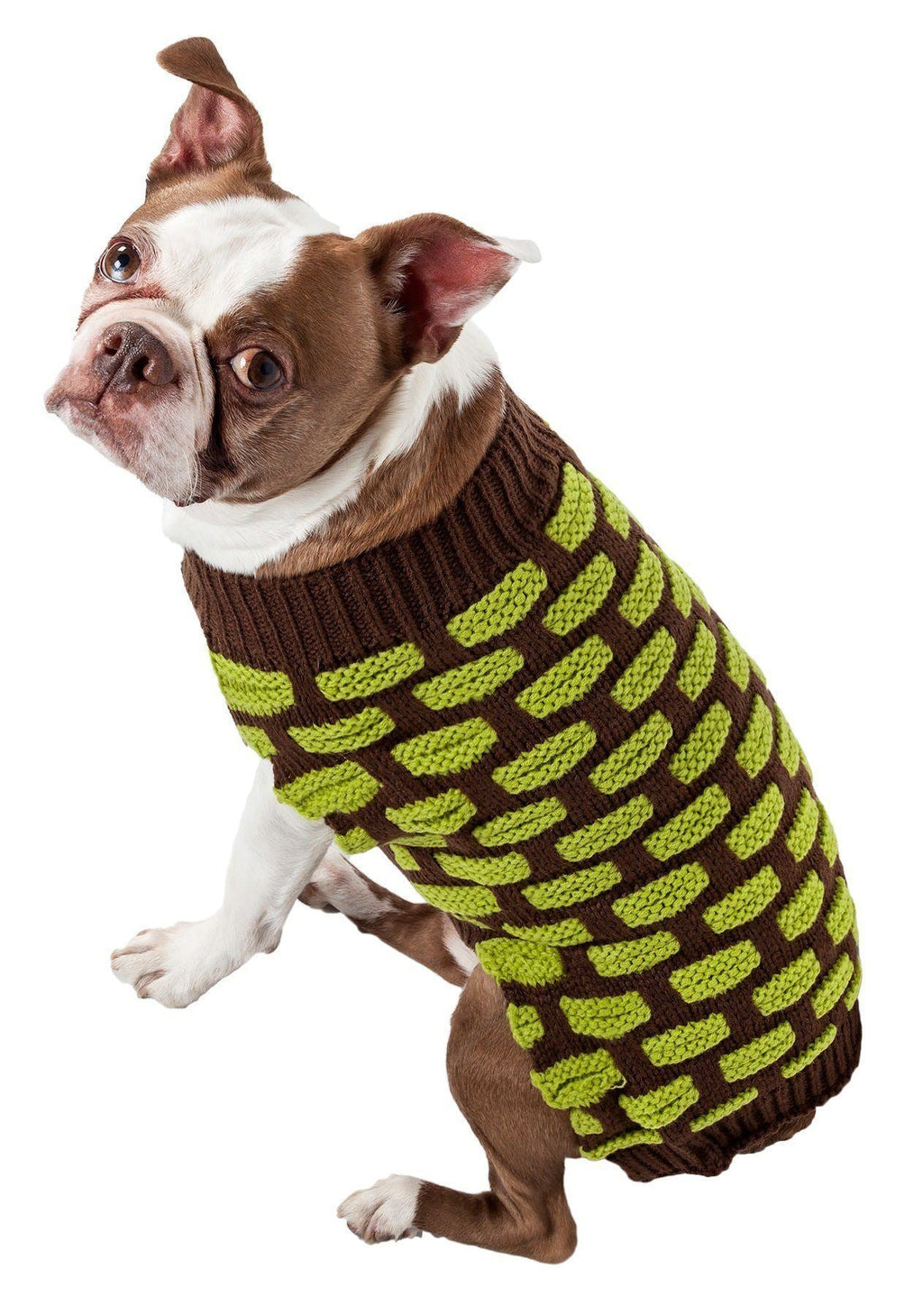 Pet Life ® Fashion Weaved Heavy Knit Designer Ribbed Turtle Neck Dog Sweater