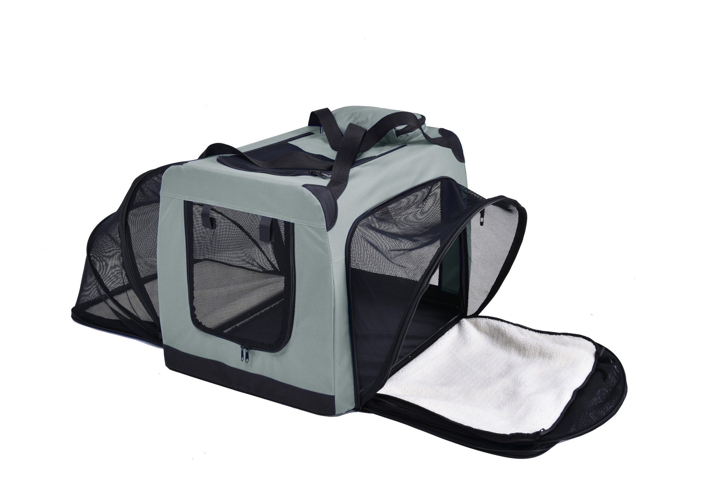 Pet Life ®  'Hounda Accordion' Metal Framed Soft-Folding Collapsible Dual-Sided Expandable Pet Dog Crate