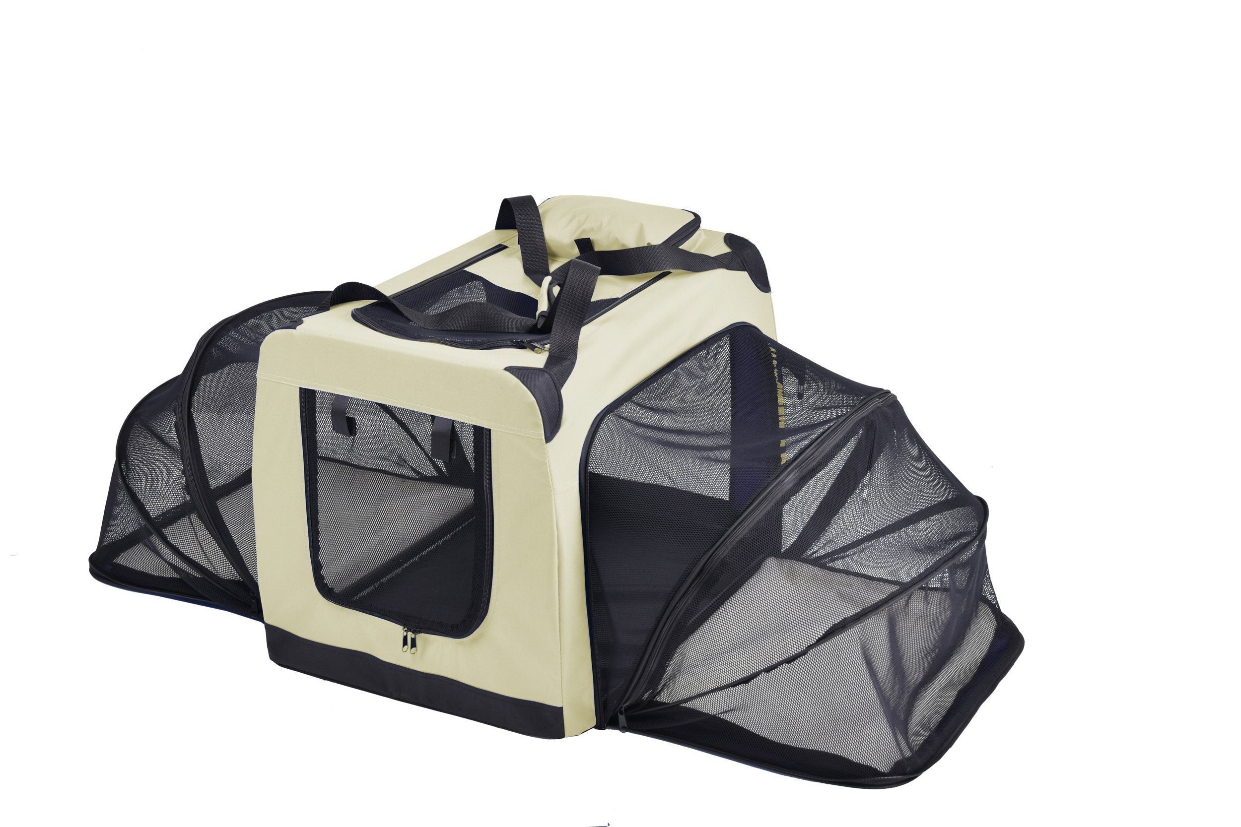 Pet Life ®  'Hounda Accordion' Metal Framed Soft-Folding Collapsible Dual-Sided Expandable Pet Dog Crate