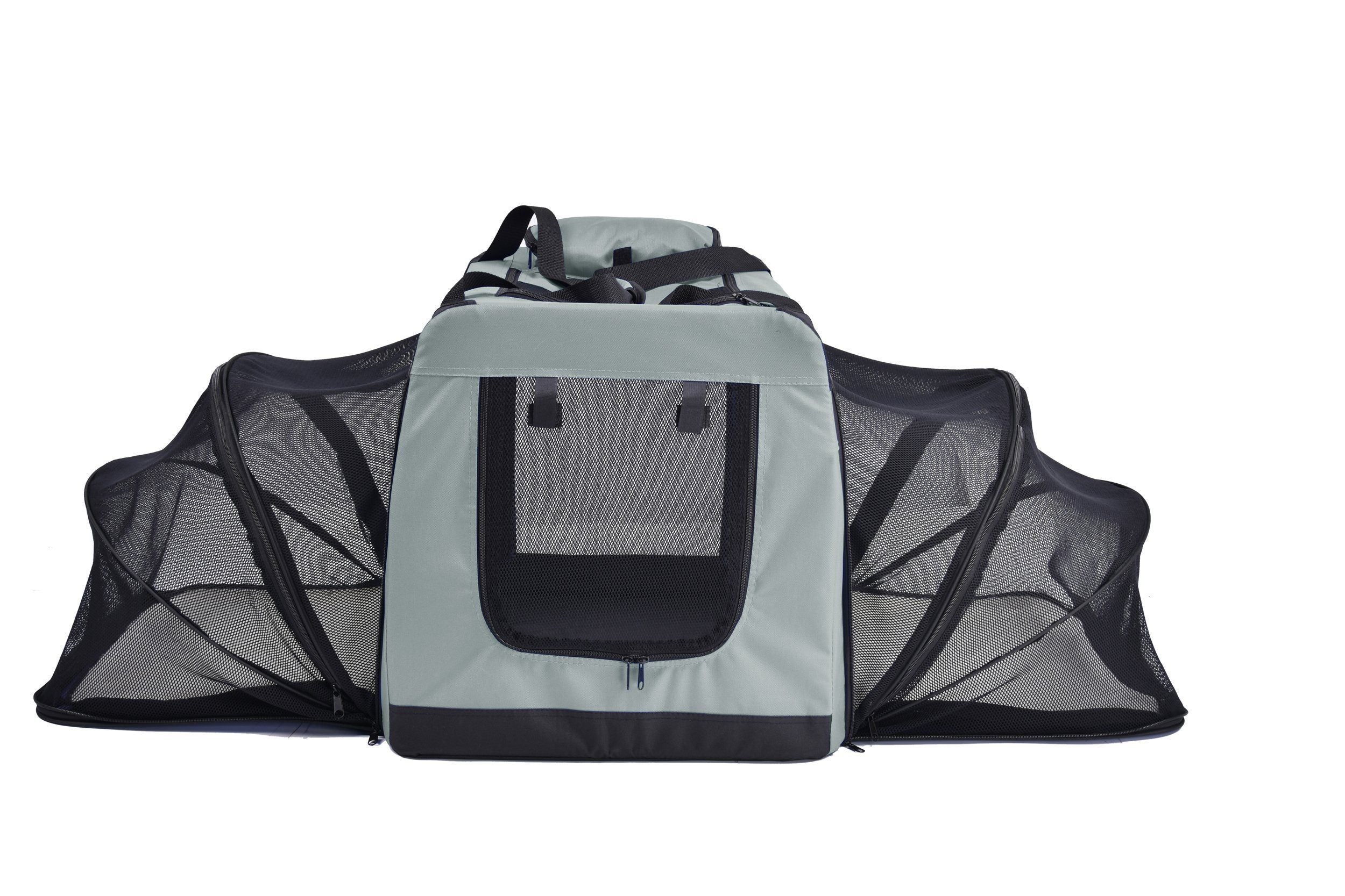 Pet Life ®  'Hounda Accordion' Metal Framed Soft-Folding Collapsible Dual-Sided Expandable Pet Dog Crate