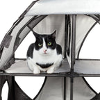Pet Life ® 'Kitty-Play' Collapsible Travel Interactive Kitty Cat Tree Maze House Lounger Tunnel Lounge