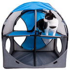 Pet Life ® 'Kitty-Play' Collapsible Travel Interactive Kitty Cat Tree Maze House Lounger Tunnel Lounge