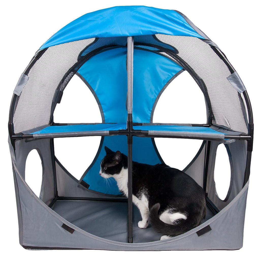 Pet Life ® 'Kitty-Play' Collapsible Travel Interactive Kitty Cat Tree Maze House Lounger Tunnel Lounge