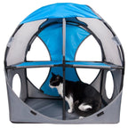 Pet Life ® 'Kitty-Play' Collapsible Travel Interactive Kitty Cat Tree Maze House Lounger Tunnel Lounge