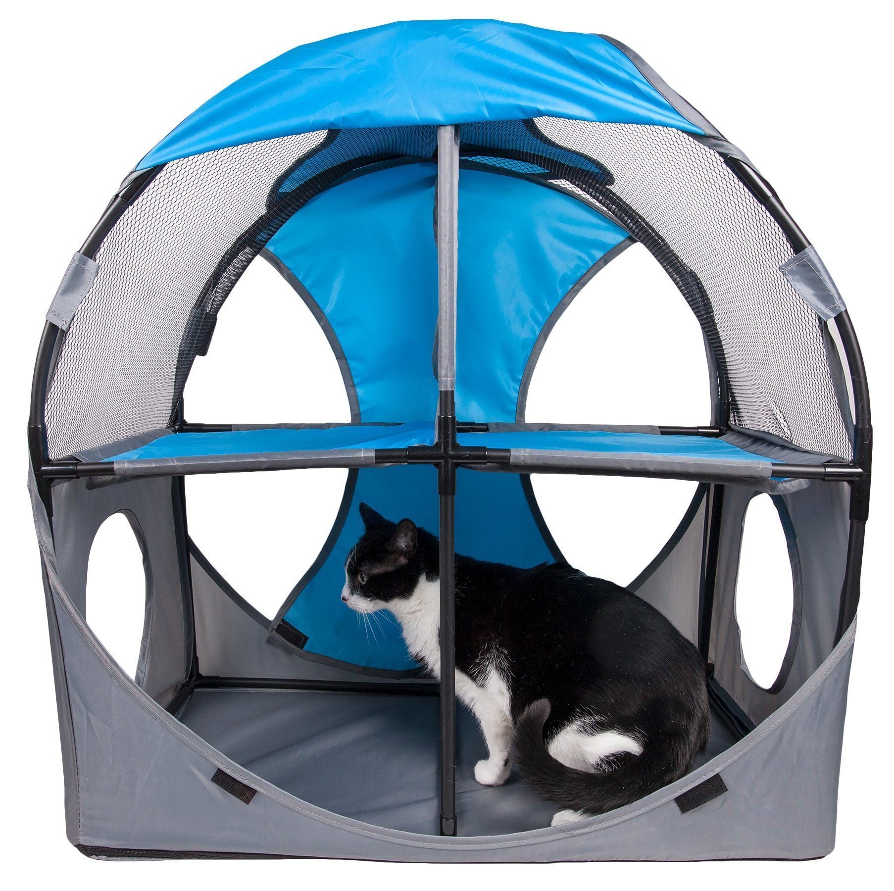 Pet Life ® 'Kitty-Play' Collapsible Travel Interactive Kitty Cat Tree Maze House Lounger Tunnel Lounge