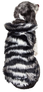 Pet Life ®  Luxe 'Chauffurry' Zebra Patterned Designer Mink Fur Dog Coat