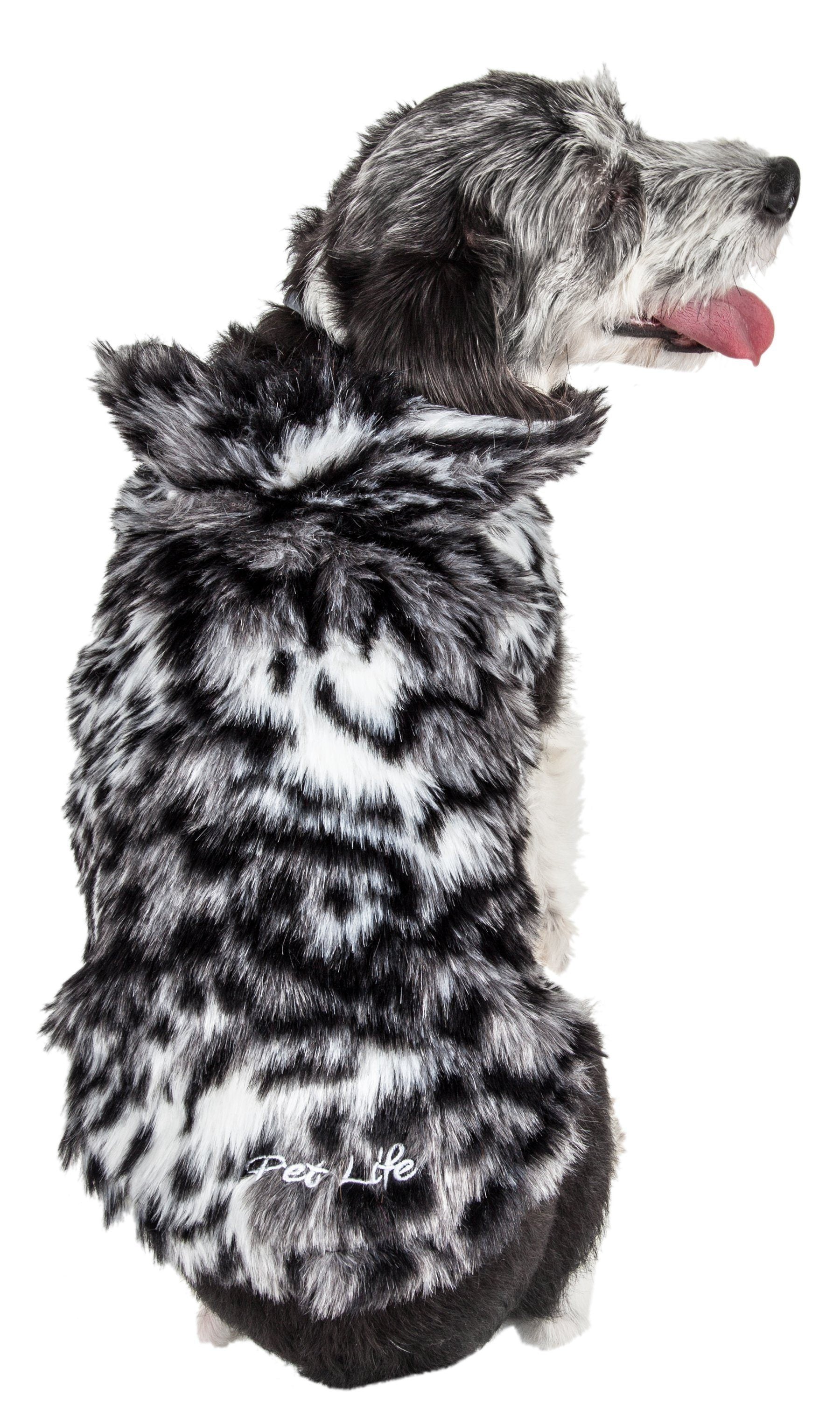 Pet Life ®  Luxe 'Paw Dropping' Designer Gray-Scale Tiger Pattern Mink Fur Dog Coat