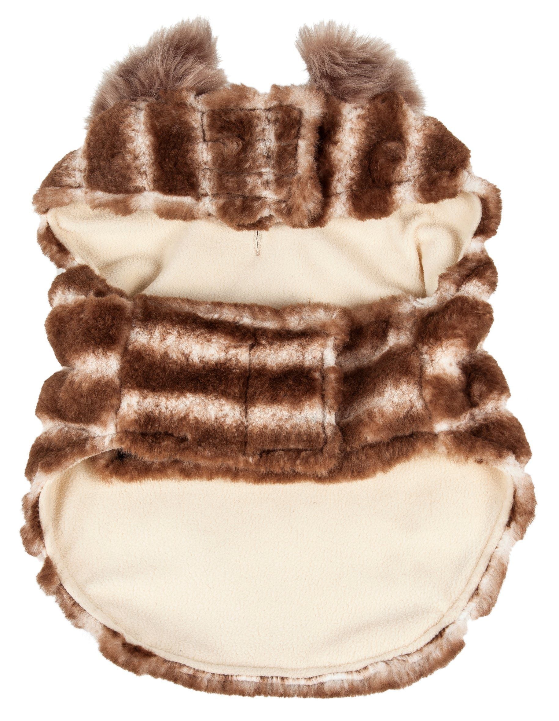 Pet Life ® Luxe 'Tira-Poochoo' Tiramisu Patterned Mink Fur Designer Dog Jacket
