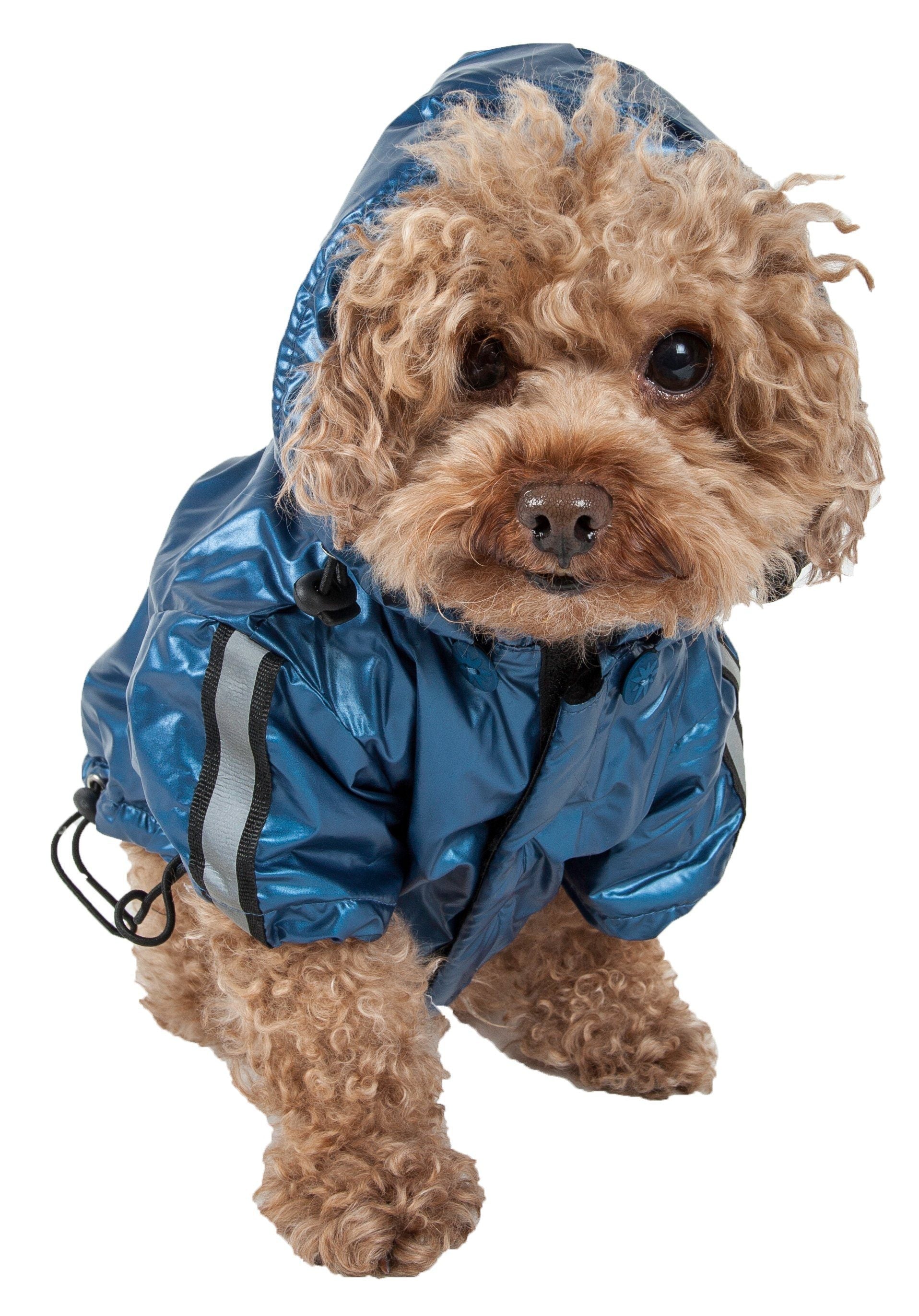 Pet Life ® 'Reflecta-Sport' Multi-Adjustable Reflective Weather-Proof Dog Raincoat w/ Removable Hood