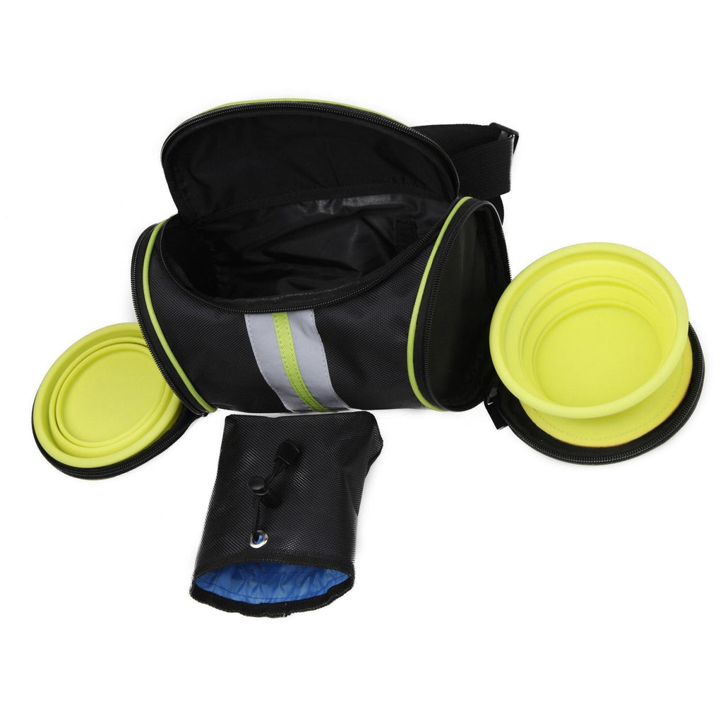 Pet Life ® Ultimate Hands Free Pet Belt with Dual-sided Bowl and Travel Pet Food storage container