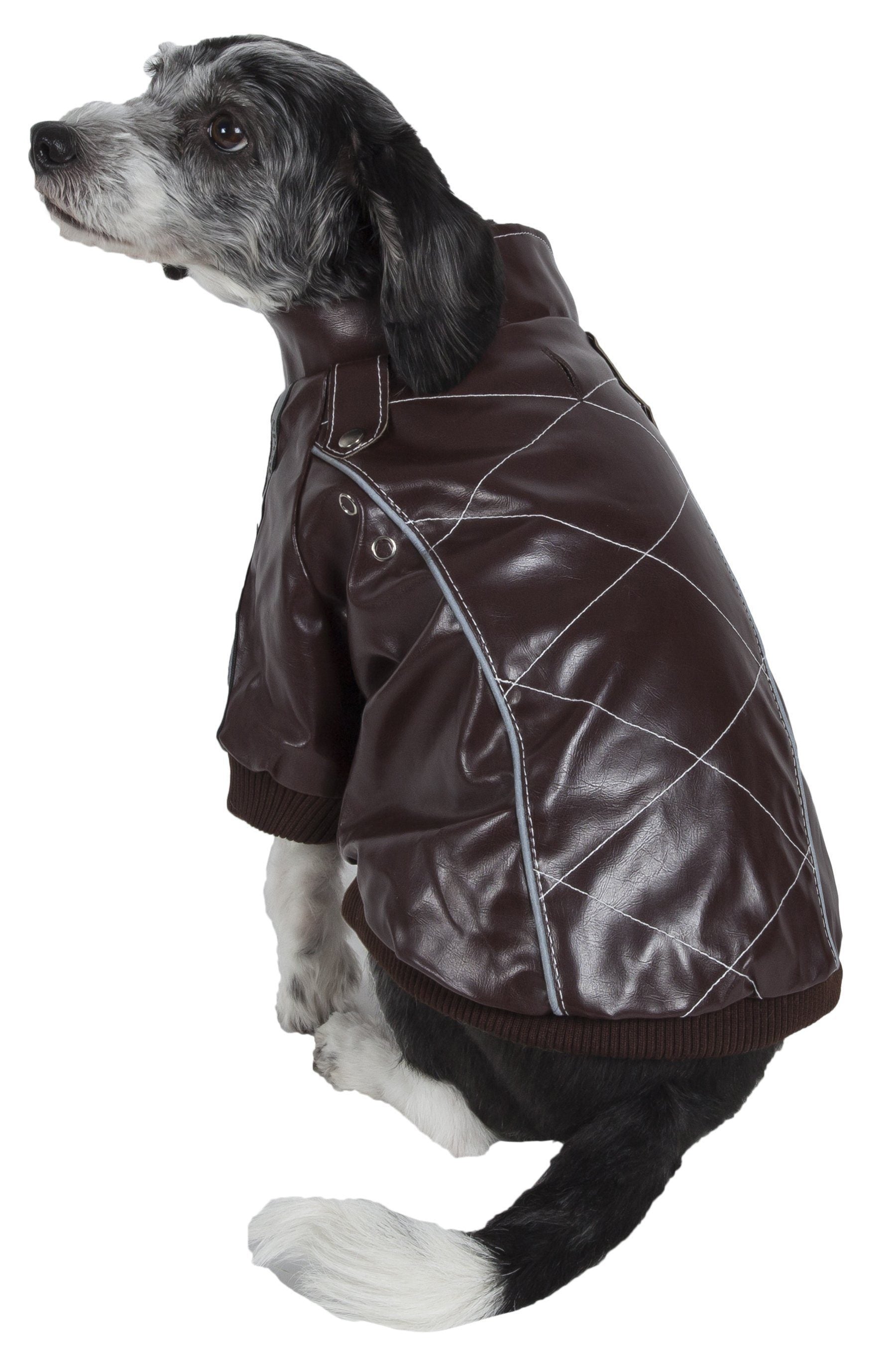 Pet Life ® 'Wuff-Rider' Fashion Suede Stitched Dog Jacket