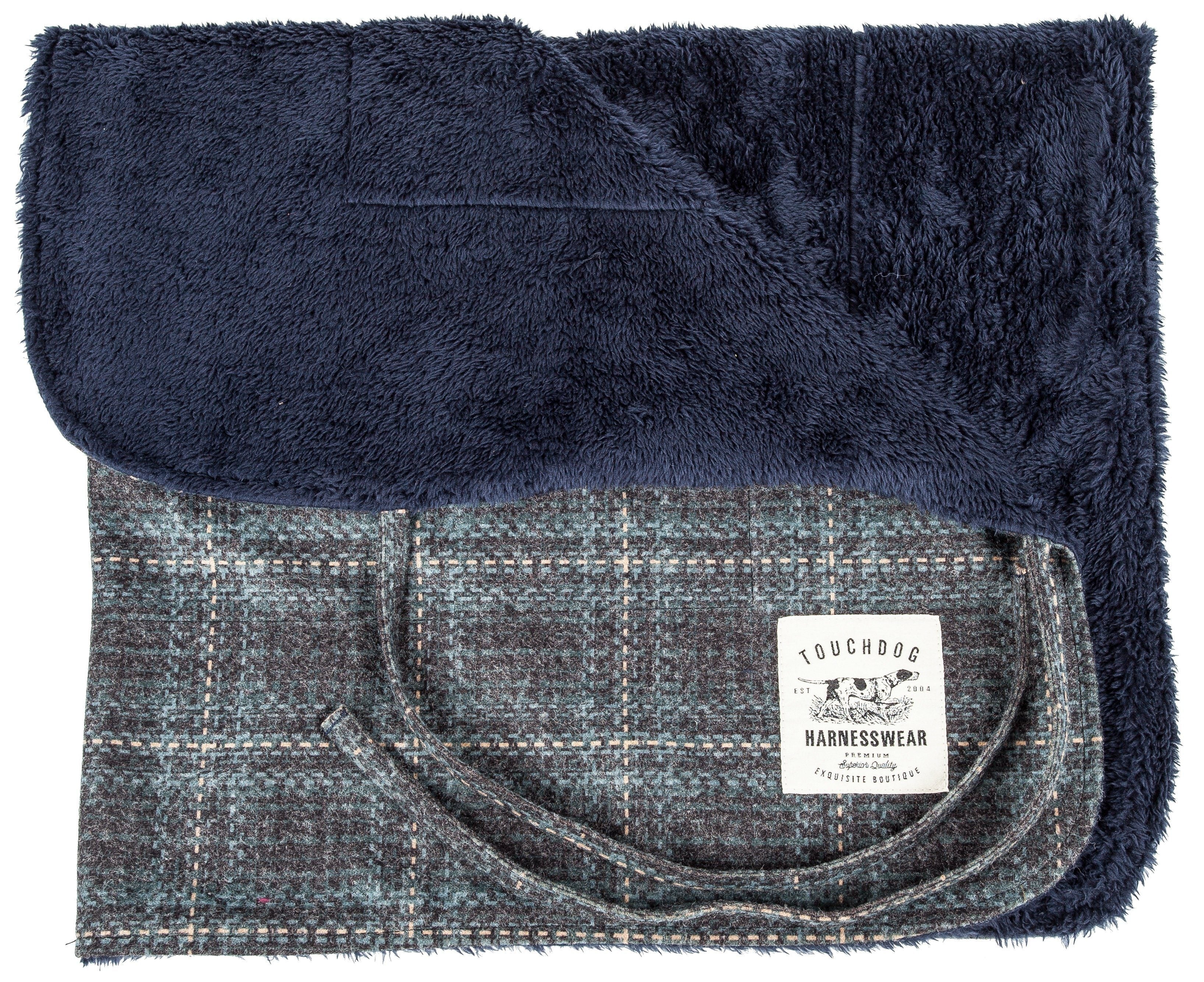Touchdog ® 2-In-1 Windowpane Plaid Matching Dog Jacket and Reversible Dog Mat