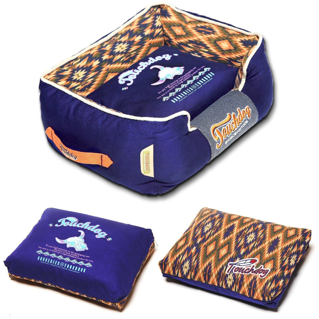 Touchdog ® '70's Vintage-Tribal' Rectangular-Boxed Designer Dog Bed