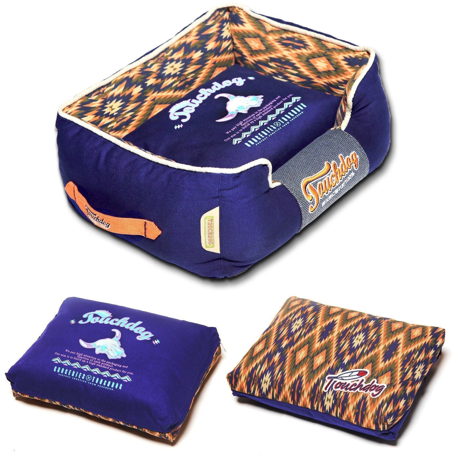 Touchdog ® '70's Vintage-Tribal' Rectangular-Boxed Designer Dog Bed