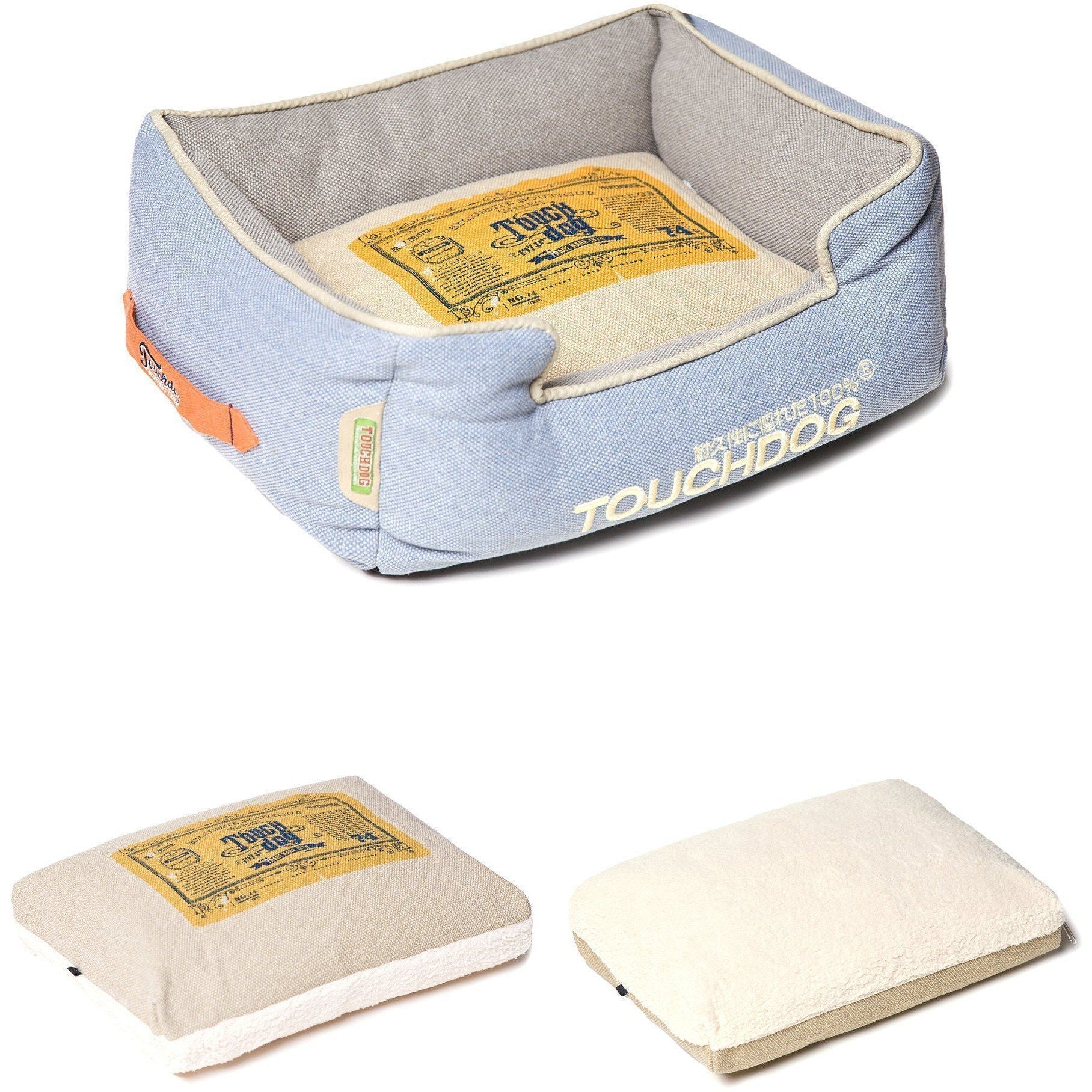Touchdog ® Original Denim Reversible Designer Rectangular Dog Bed