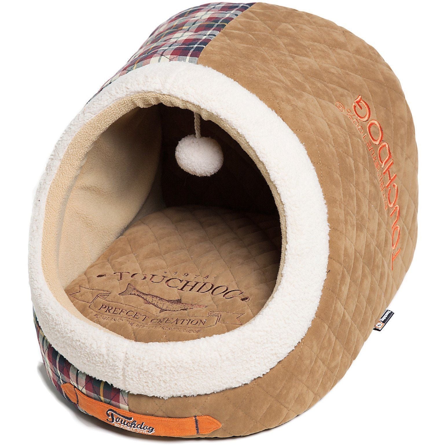 Touchdog ® 'Diamond Stitched' Panoramic Designer Cat Bed w/ Teaser Toy