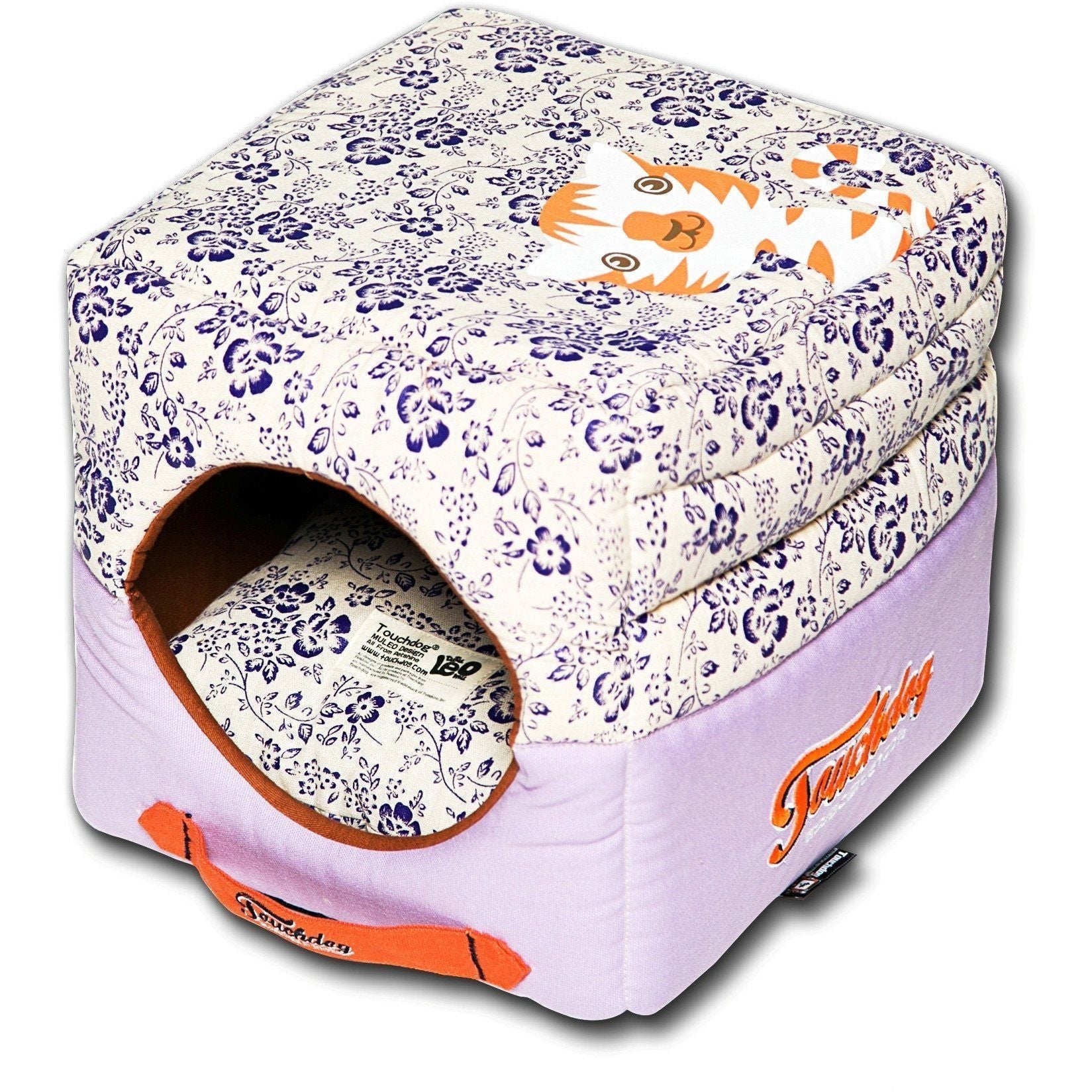 Touchdog ® 'Floral-Galoral' 2-in-1 Collapsible Squared Dog and Cat Bed